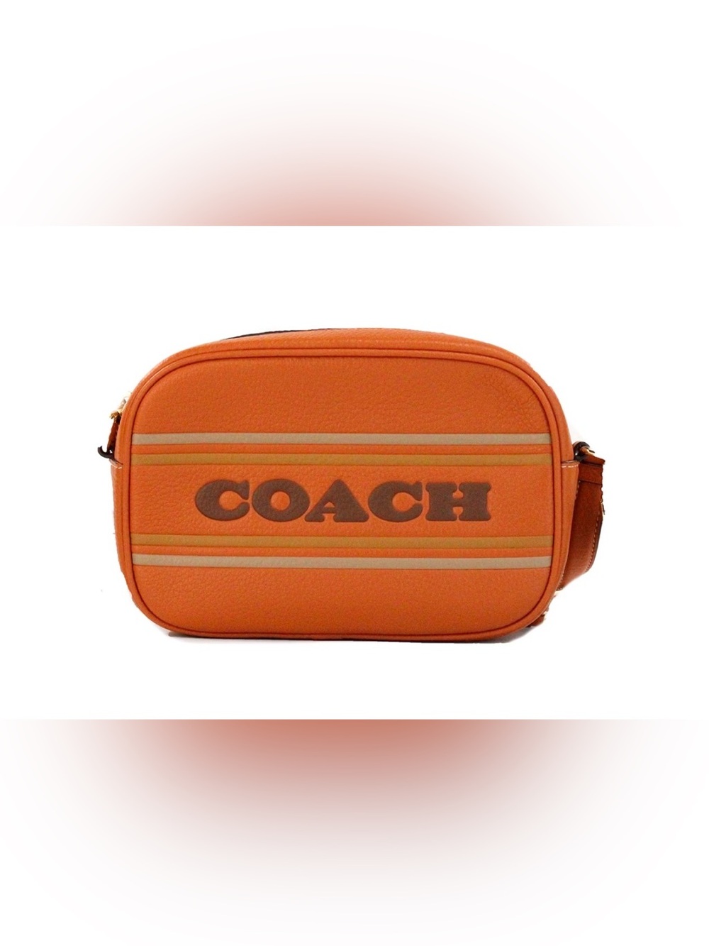 Coach Orange Leather Crossbody with Contrast Logo Stripes